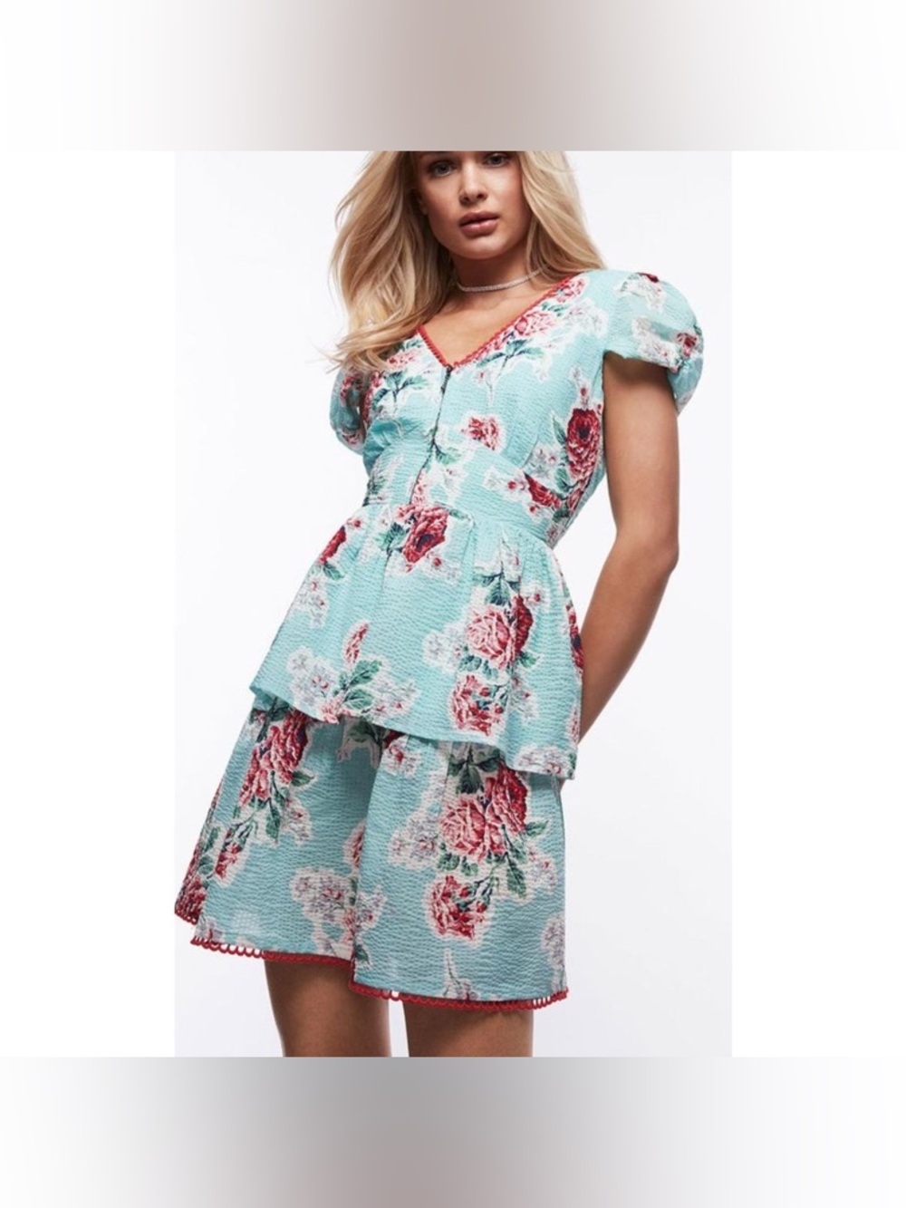 Betsey Johnson Floral Babydoll Tiered Seersuckers Tea Dress
